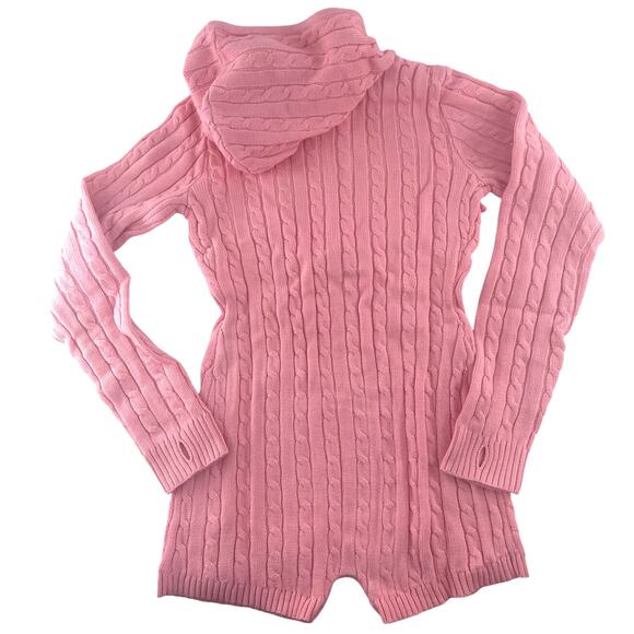 Dolls Kill Women's Pink Intarsia Cable Knit Zipper Romper Size M - Picture 9 of 11